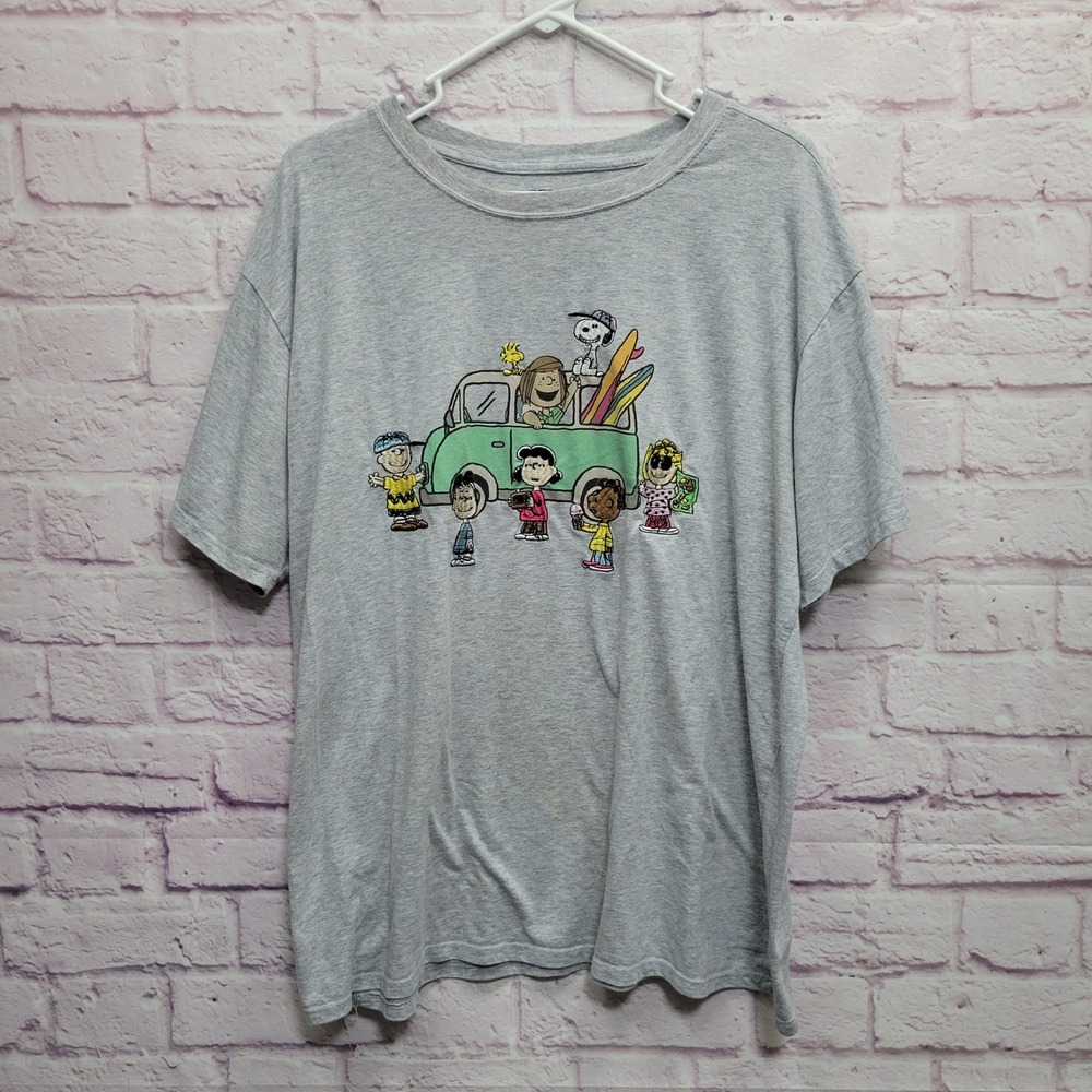 VTG Peanuts Surf Van Embroidered Graphic T-Shirt Mens XL Y2K Streetwear Retro